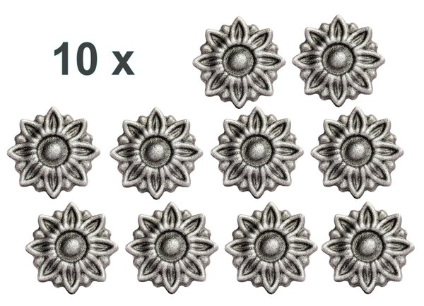 10x Kleine Blüten Ø 56mm, massive Stahl Zier-Blumen